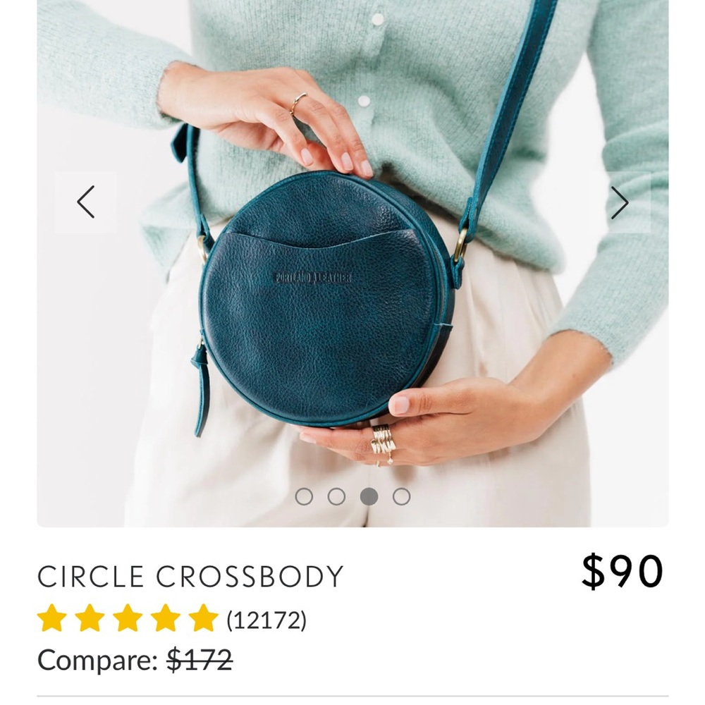 Leather Circle Crossbody Bag - green/blue